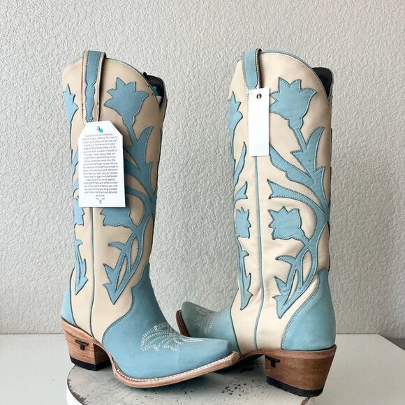 Lane boots Shoes - Lane JOLENE Womens Cowboy Boots 7 Blueberry Buttermilk Western Cowgirl Mid Calf